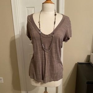 James Perse Scoop Neck Slub Knit Tee sz 3